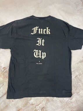 Men's Black Graphic Short Sleeve Tee with Small Chest Script